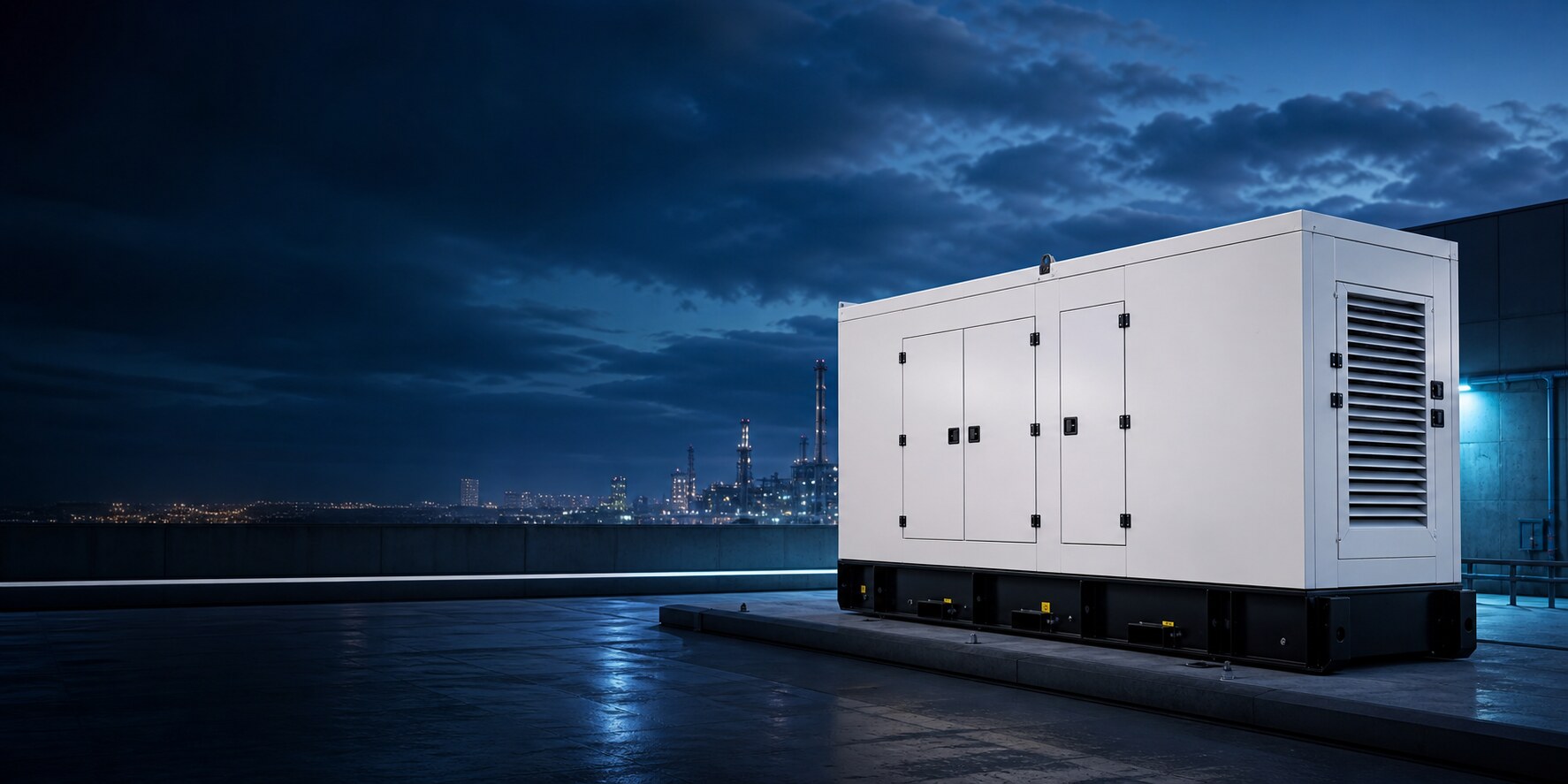 Générateur avec cabine Energon dans une installation industrielle